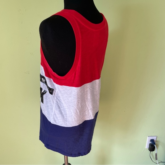PINK VICTORIAS SECRET RED WHITE AND BLUE SEQUIN TANK TOP SIZE XS - Picture 3 of 6